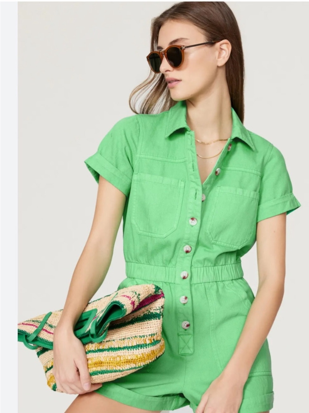 Show Me Your MuMu Green Short-Sleeve Romper